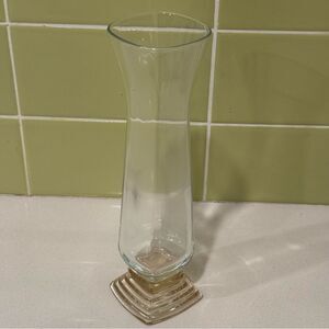 BORMIOLI Rocco Classic I Vase Blush Pyramid Art Deco Pedestal Glass Vase Italy